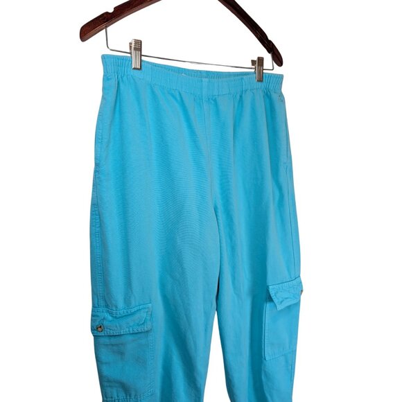 Sea Breeze Womens Cargo Joggers Small Drawstring Pants Aqua USA made - Picture 7 of 9